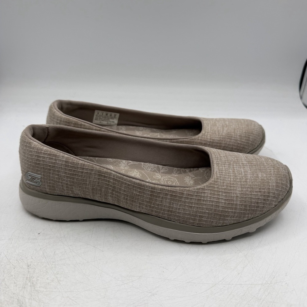 Skechers Microburst Darling Dash Shoes Womens 8 Taupe Lightweight Slip On Shoes - Picture 2 of 11